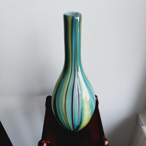 Murano Missoni Style Art Glass Vase 15.5 Inches - Picture 1 of 8